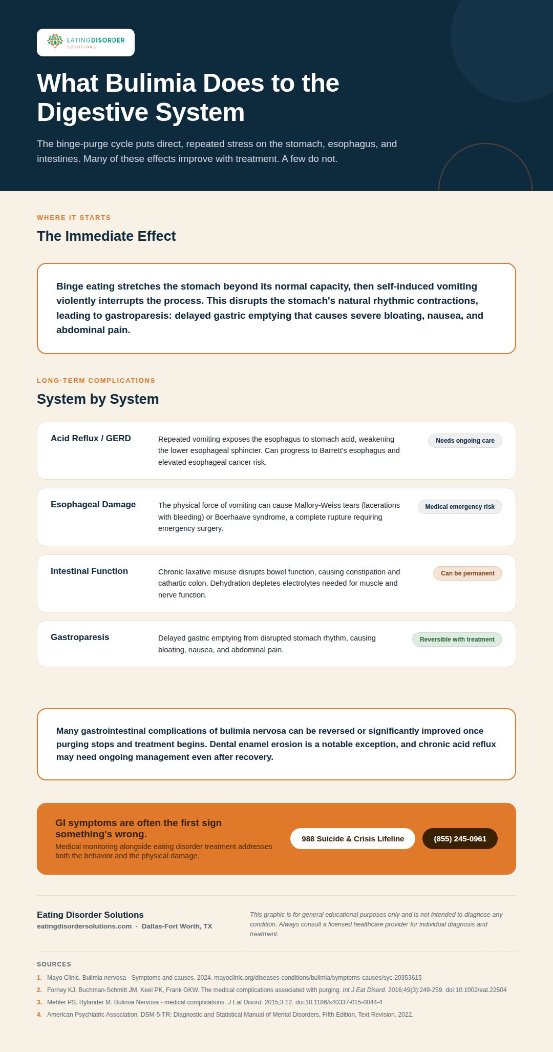 09_bulimia_gi - Eating Disorder Solutions Infographic on gastrointestinal effects of bulimia nervosa by body system