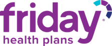 Friday Health Plans logo: the word 'friday' in purple with a small blue diamond accent